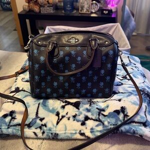 Coach Black and Blue Patterned Satchel